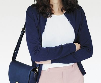 UVカットクルーネックカーディガン(長袖) NAVY